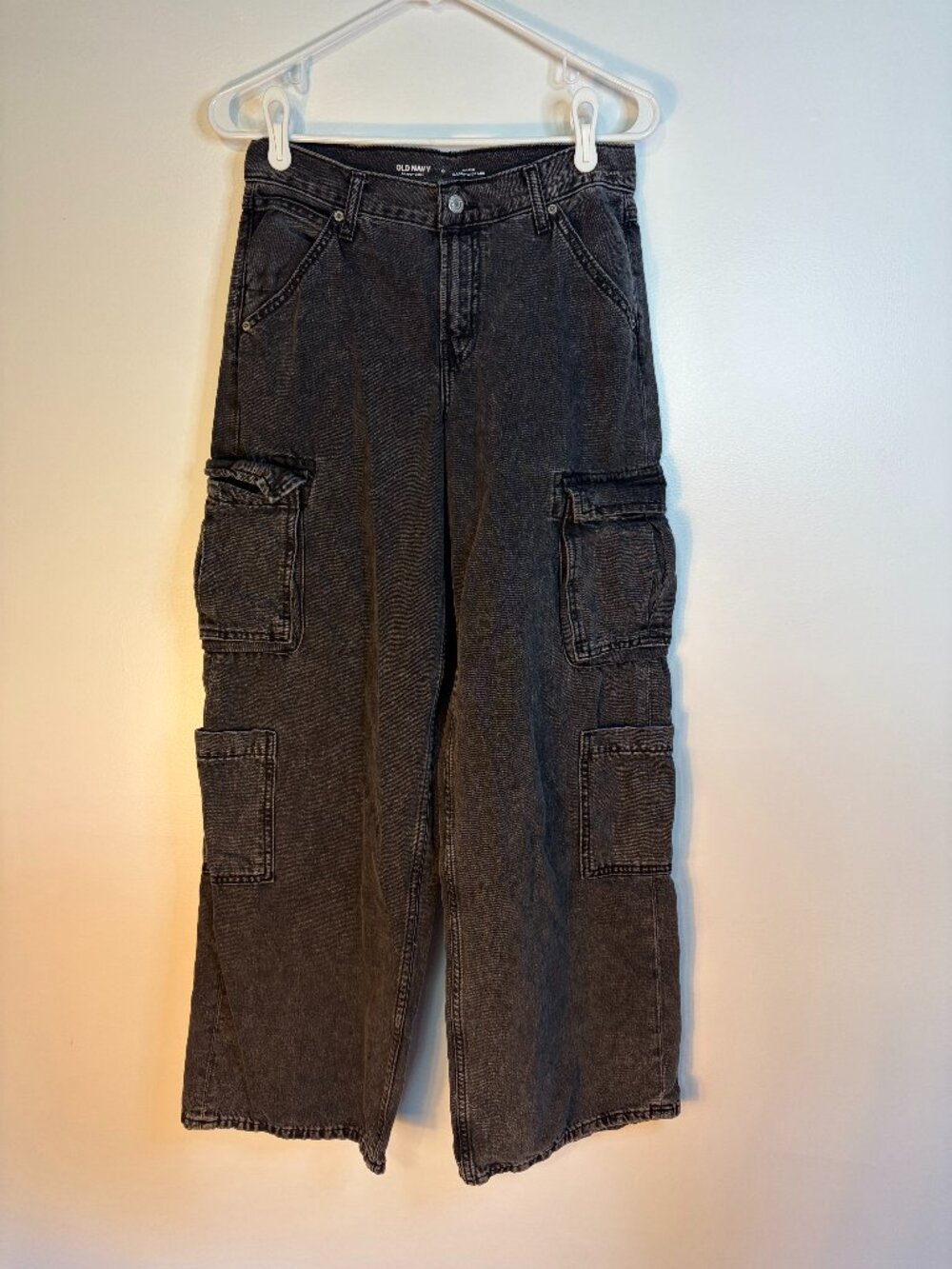 Old Navy Black Drapey Denim Mid-Rise Baggy Wideleg Jeans